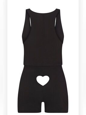 SKIMS Worn in Jersey Heart Onesie Black - Washed Onyx BNWT Heart Cutout